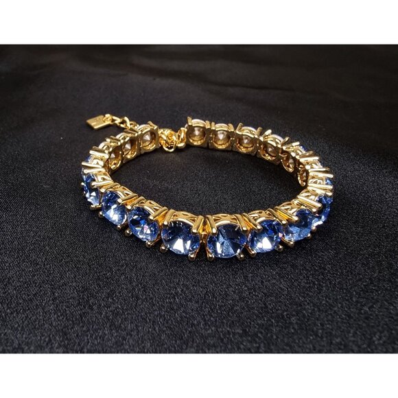 Park Lane Gold-Tone Bracelet W/ Blue Crystal Stones Adjustable Clasp New In Box - Picture 2 of 7